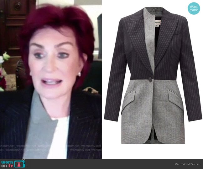 Alexander McQueen Contrast-lapel wool-blend Blazer worn by Sharon Osbourne on The Talk