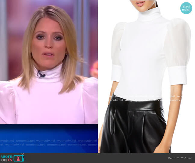 Alice + Olivia Mckayla Turtleneck Crop Top worn by Sara Haines on The View