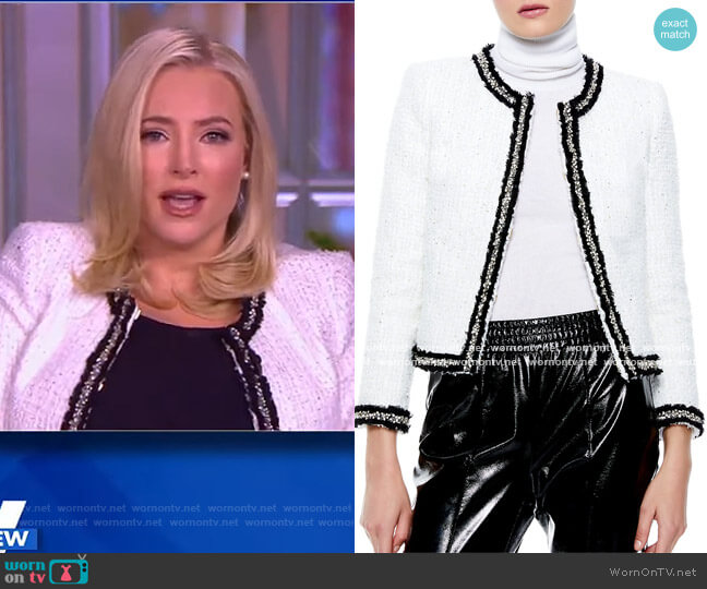 Alice + Olivia Kidman embellished metallic tweed jacket worn by Meghan McCain on The View