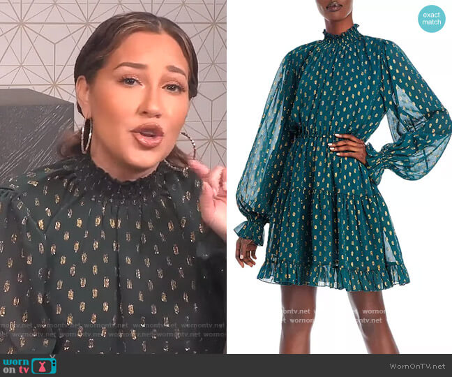 Aqua Metallic Clip Bar Dress worn by Adrienne Houghton on The Real
