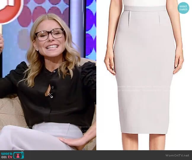 Roland Mouret Arreton Pencil Skirt worn by Kelly Ripa on Live with Kelly and Mark