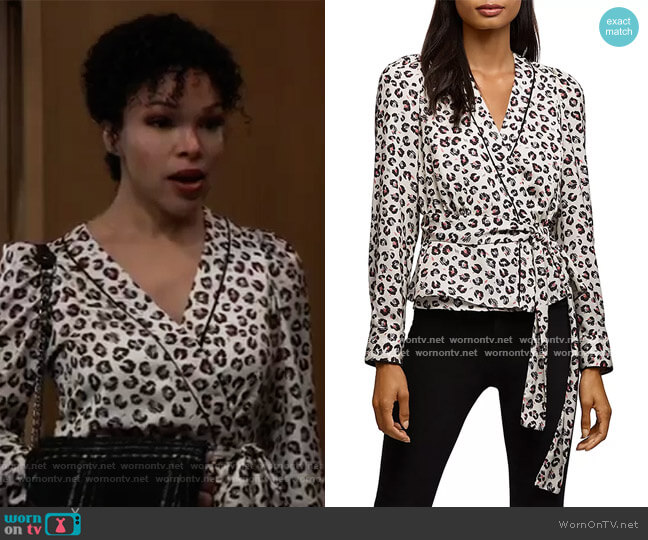 Bailey 44 Marguerite Leopard Print Wrap Top worn by Portia Robinson (Brook Kerr) on General Hospital