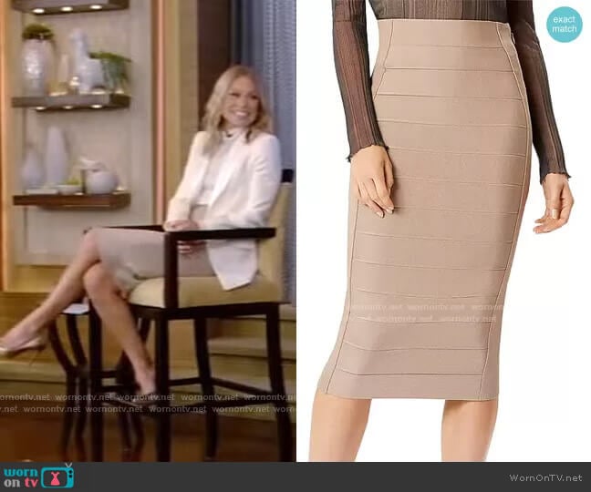 Herve Leger Bandage Pencil Skirt worn by Kelly Ripa on Live with Kelly and Mark