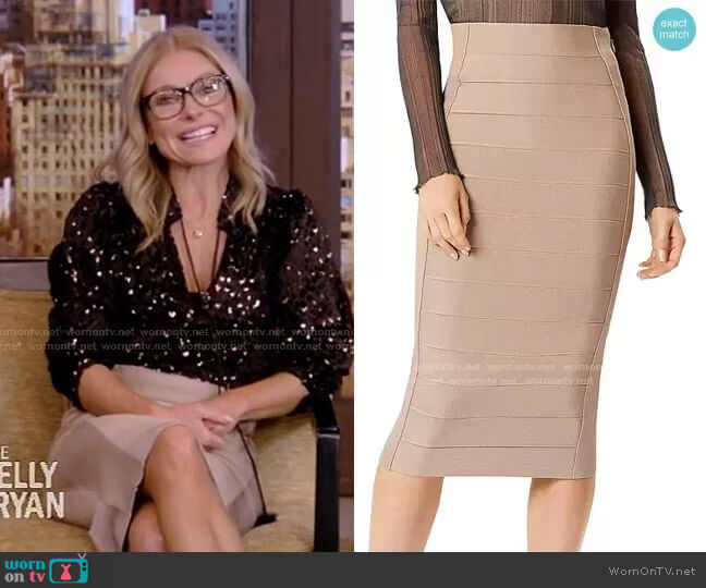Herve Leger Bandage Pencil Skirt worn by Kelly Ripa on Live with Kelly and Mark