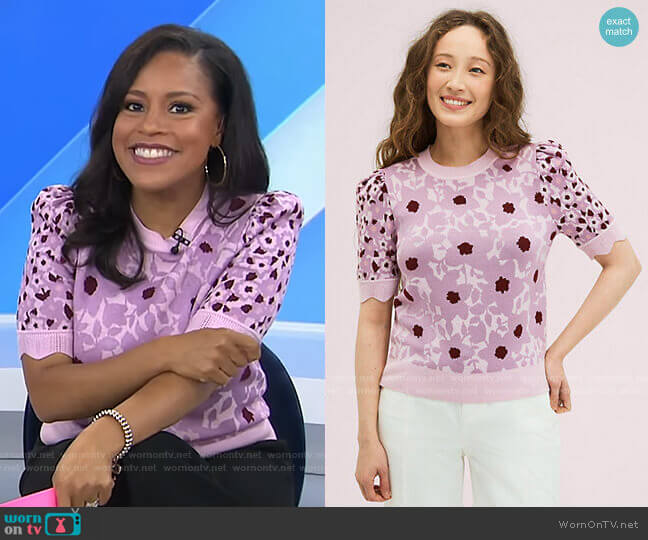 Kate Spade Begonia Jacquard Sweater worn by Sheinelle Jones on Today
