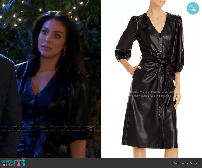 Lucy Paris Belted Faux Leather Midi Dress worn by Chloe Lane (Nadia Bjorlin) on Days of our Lives