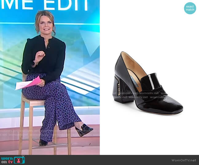 Prada Block Heel Loafer Pump worn by Savannah Guthrie on Today