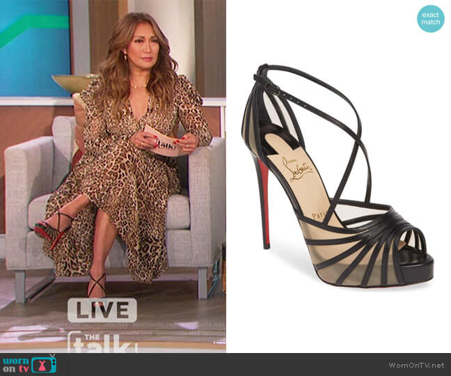 Christian Louboutin Filamenta Strappy Platform Sandal worn by Carrie Inaba on The Talk