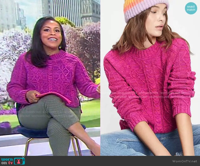 Gap Cable Knit Crewneck Sweater worn by Sheinelle Jones on Today