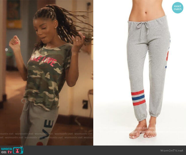 Chaser Love Sweatpants worn by Skylar Forster (Halle Bailey) on Grown-ish