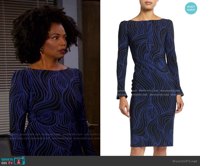 Chiara Boni La Petite Robe Darsey Printed Cocktail Dress worn by Valerie Grant (Vanessa Williams) on Days of our Lives