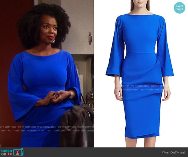Chiara Boni La Petite Robe Nusi Bis Flare-Sleeve Dress worn by Valerie Grant (Vanessa Williams) on Days of our Lives