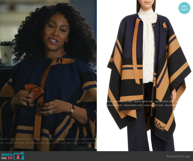 Chloe Virgin Wool Blanket Cape worn by Lola Carmichael (Simone Missick) on All Rise