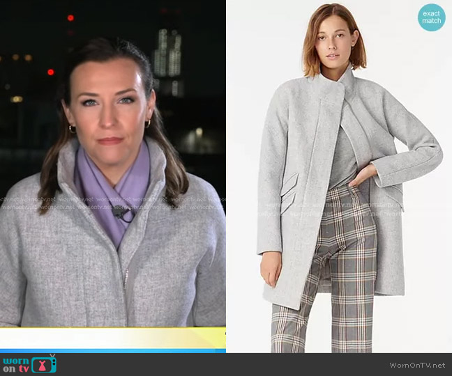 J. Crew Cocoon coat in Italian stadium worn by Mary Bruce on Good Morning America