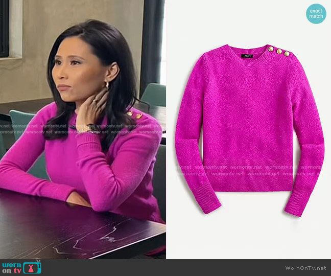 J. Crew Crewneck sweater with Shoulder Buttons worn by Vicky Nguyen on Today