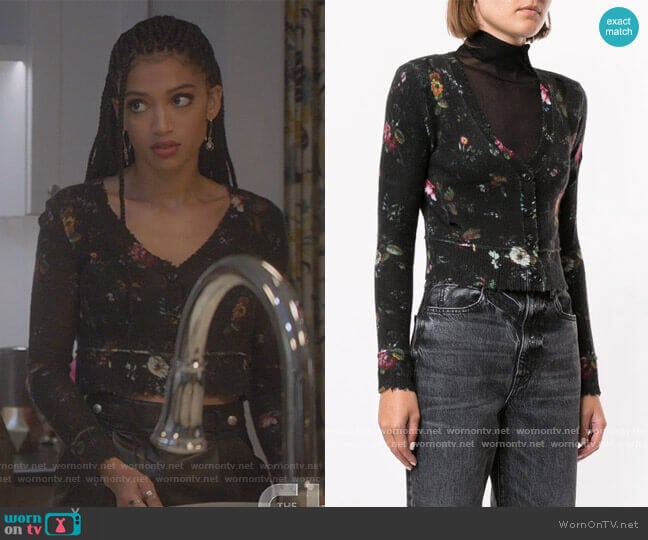 R13 Cropped Cashmere Cardigan worn by Olivia Baker (Samantha Logan) on All American