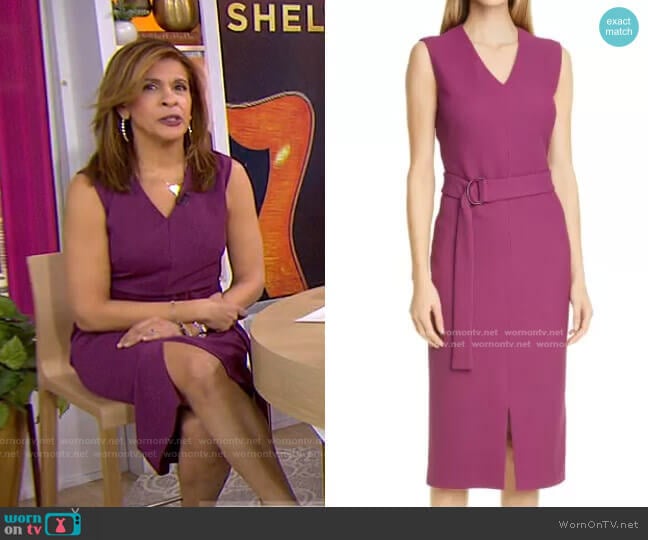 Boss Dadorina Belted Front Slit Sheath Dress worn by Hoda Kotb on Today