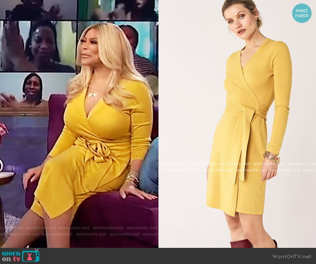 Diane Von Furstenberg Linda Wool-Cashmere Wrap Dress worn by Wendy Williams on The Wendy Williams Show