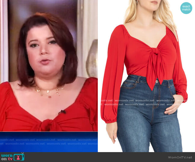 Eloquii Sweetheart Puff Sleeve Top worn by Ana Navarro on The View