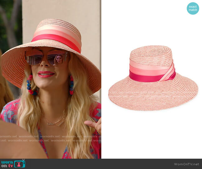 Eugenia Kim Annabelle Satin Ribbon Straw Sun Hat worn by Kameron Westcott on The Real Housewives of Dallas