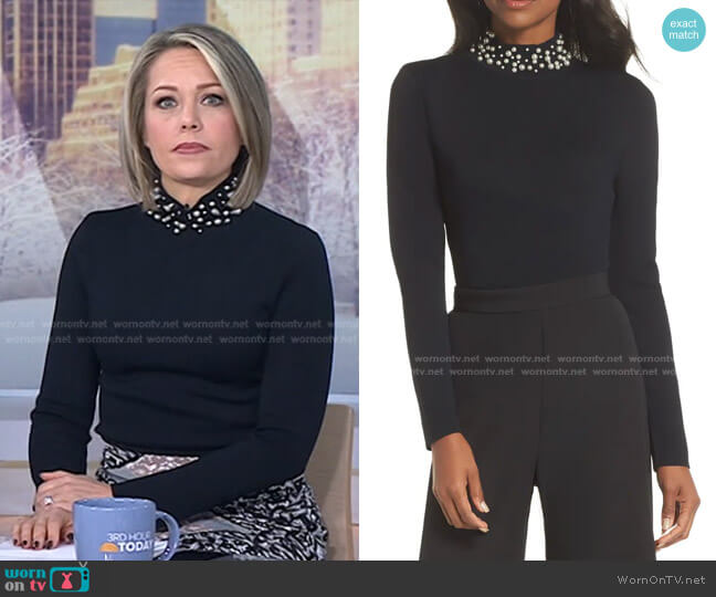 Eliza J Faux Pearl Embellished Mock Neck Sweater worn by Dylan Dreyer on Today