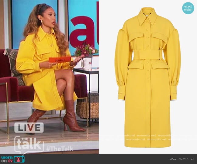 Fendi Yellow gabardine coat worn by Elaine Welteroth on The Talk
