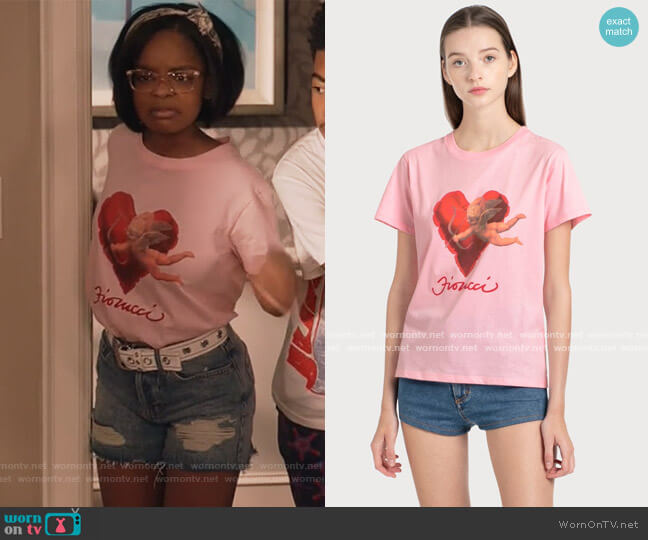 Fiorucci Heart & Cherub Shirt worn by Diane Johnson (Marsai Martin) on Black-ish