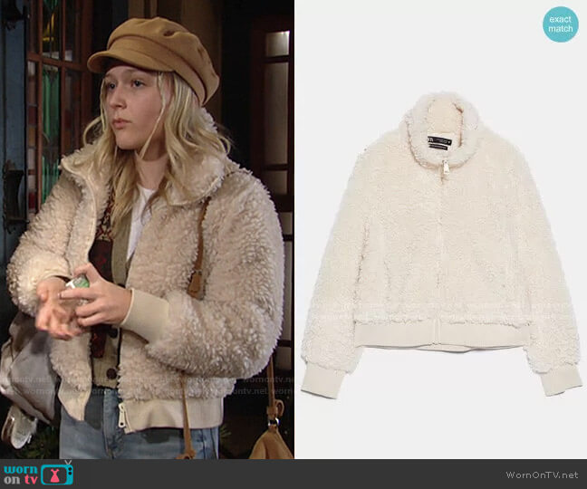 Zara Fleece Bomber worn by Faith Newman (Alyvia Alyn Lind) on The Young and the Restless
