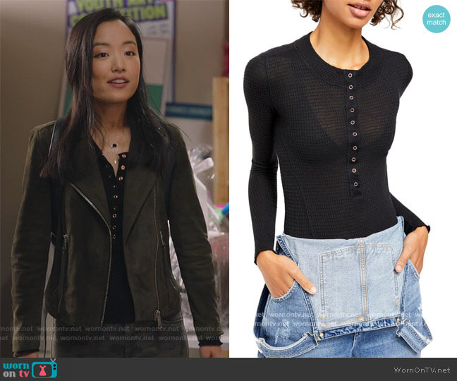 Free People One of The Girls Henley Top worn by Janet (Andrea Bang) on Kims Convenience