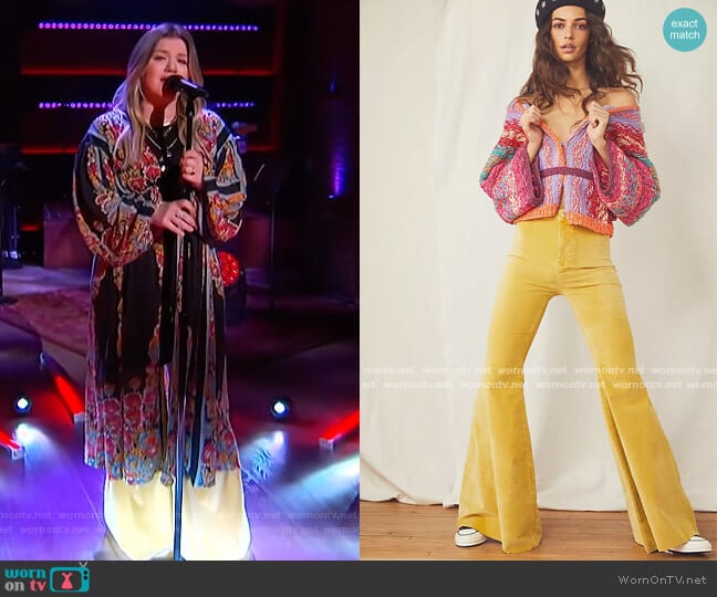 Free People Just Float On Velvet Flare Jeans worn by Kelly Clarkson on The Kelly Clarkson Show