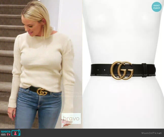Gucci GG Logo Leather Belt worn by Whitney Rose on The Real Housewives of Salt Lake City