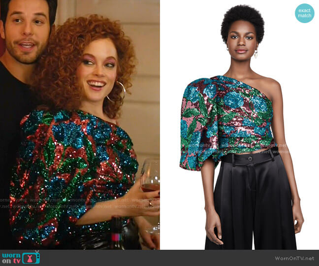 Giuseppe di Morabito One Shoulder Sequin Top worn by Zoey Clarke (Jane Levy) on Zoeys Extraordinary Playlist