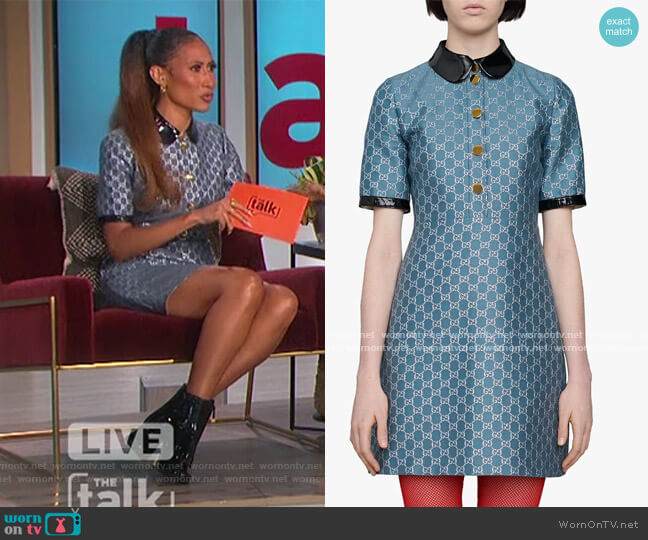 Gucci Monogram Pattern Detachable Collar Dress worn by Elaine Welteroth on The Talk