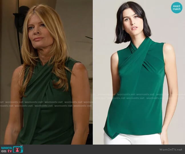 Halston Cross Neck Top worn by Phyllis Summers (Michelle Stafford) on The Young and the Restless