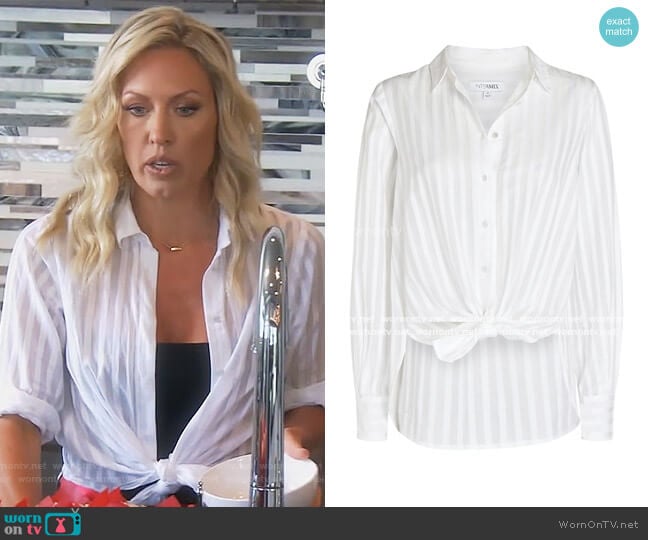 Intermix Gretchen Striped Button-Down Shirt worn by Braunwyn Windham-Burke on The Real Housewives of Orange County