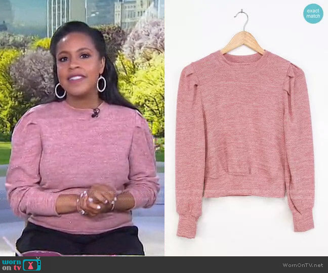 Lulus Irene Sweatshirt worn by Sheinelle Jones on Today