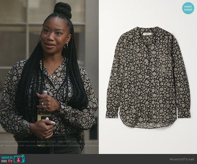 Isabel Marant Mexika floral-print cotton-voile shirt worn by Michelle (Maya Lynne Robinson) on The Unicorn