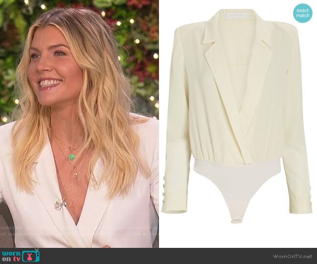 Jonathan Simkhai Etta Crepe Blazer Bodysuit worn by Amanda Kloots on The Talk