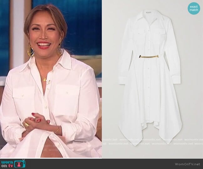 JW Anderson Asymmetric Shirt Dress worn by Carrie Inaba on The Talk