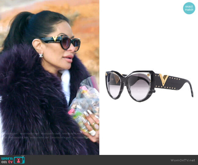 Louis Vuitton My Fair Lady Sunglasses worn by Jen Shah on The Real Housewives of Salt Lake City
