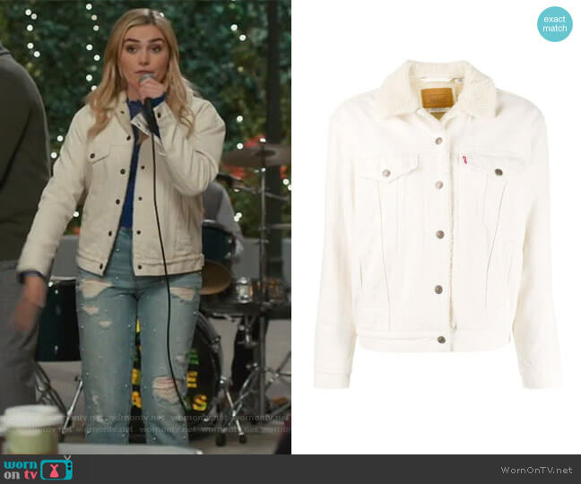 Levis Original Sherpa Trucker denim jacket worn by Taylor Otto (Meg Donnelly) on American Housewife