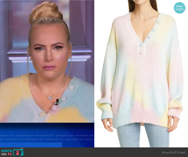 Love Shack Fancy Naveen button-detailed tie-dyed alpaca-blend sweater worn by Meghan McCain on The View