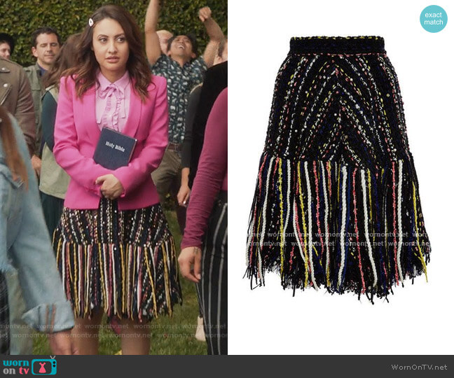 MSGM Tweed Fringe Skirt worn by Ana Torres (Francia Raisa) on Grown-ish