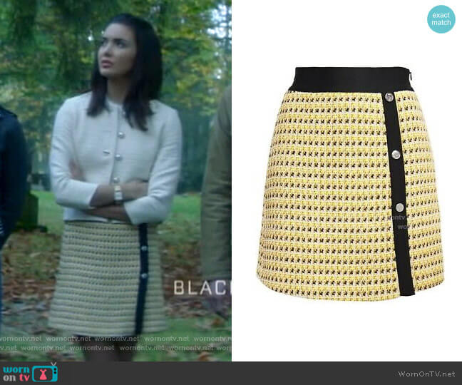 Maje Jisidore Tweed Skirt worn by Bess (Maddison Jaizani) on Nancy Drew