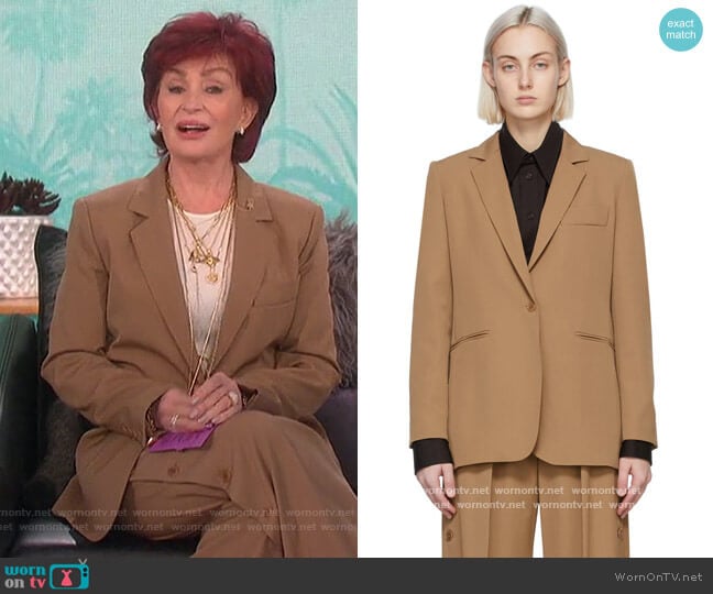 Max Mara Accorta single-breasted wool jacket worn by Sharon Osbourne on The Talk