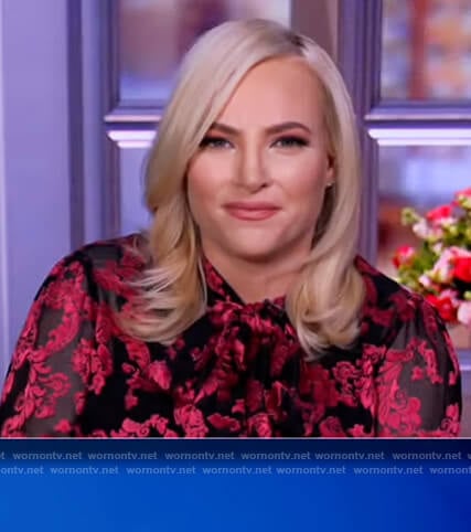 Meghan’s sheer floral tie neck blouse on The View
