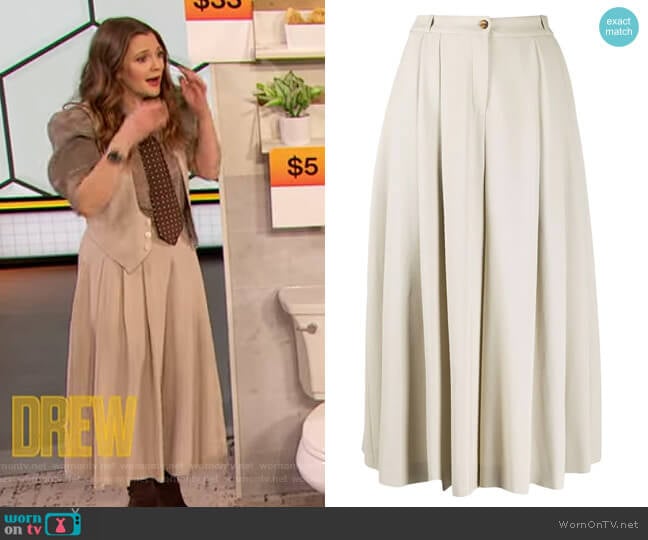 Michael Kors Collection Pleated High-waisted Culottes worn by Drew Barrymore on The Drew Barrymore Show