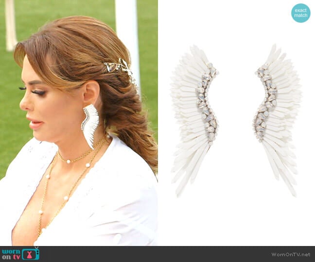 Mignonne Gavigan Mega Madeline Pearly Winged Earrings worn by D’Andra Simmons on The Real Housewives of Dallas