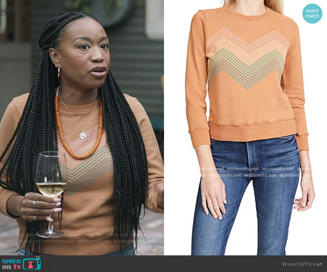 Mother The 3/4 Sleeve Koozie Sweatshirt worn by Michelle (Maya Lynne Robinson) on The Unicorn