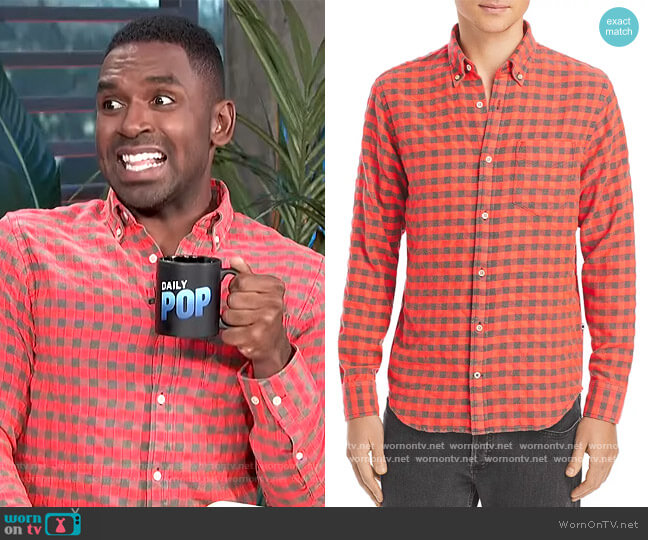 NN07 Levon Checked Flannel Button Down Shirt worn by Justin Sylvester on E! News